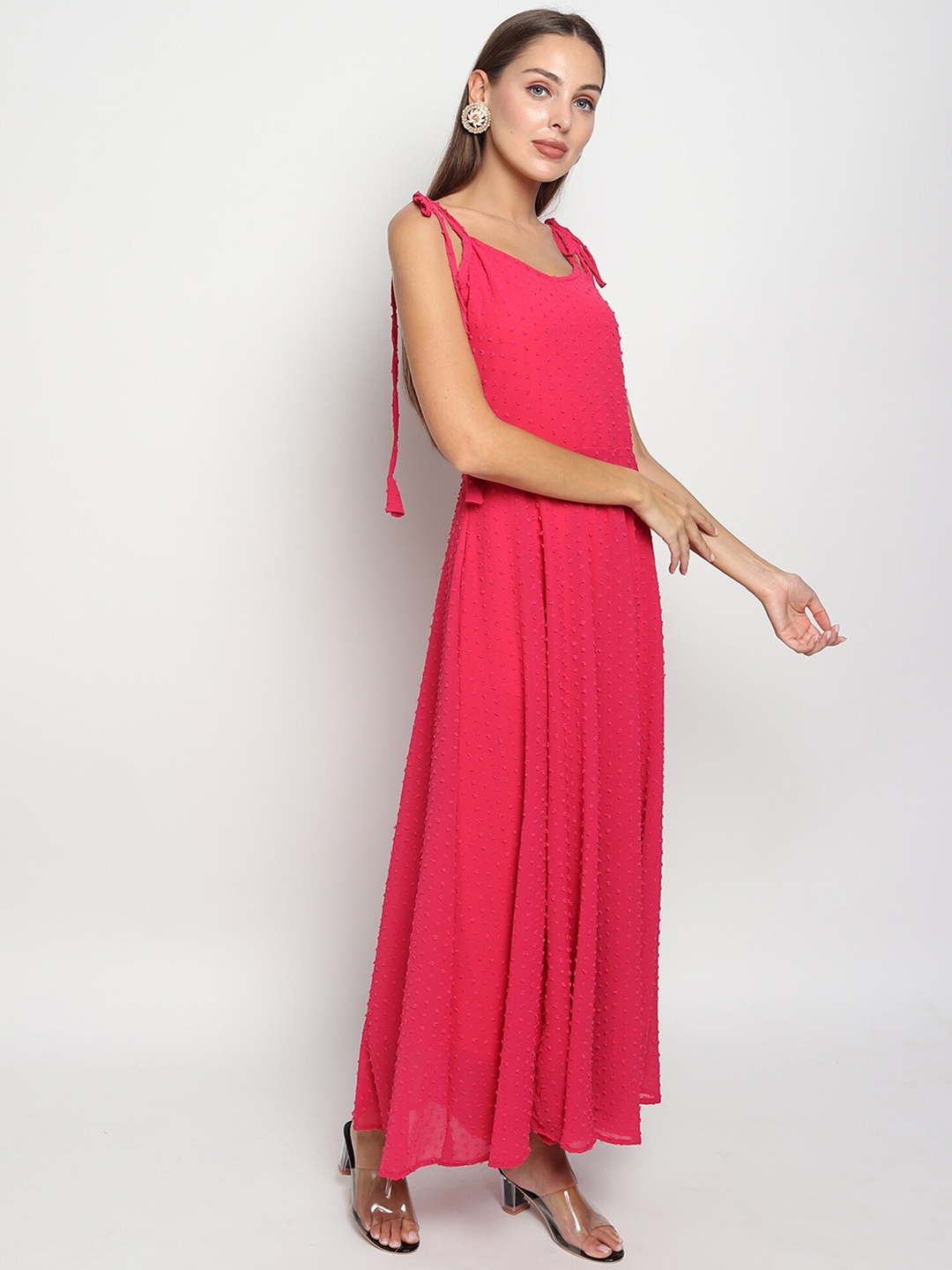 

ISAM Shoulder Straps Anarkali Kurta With Dupatta, Fuchsia