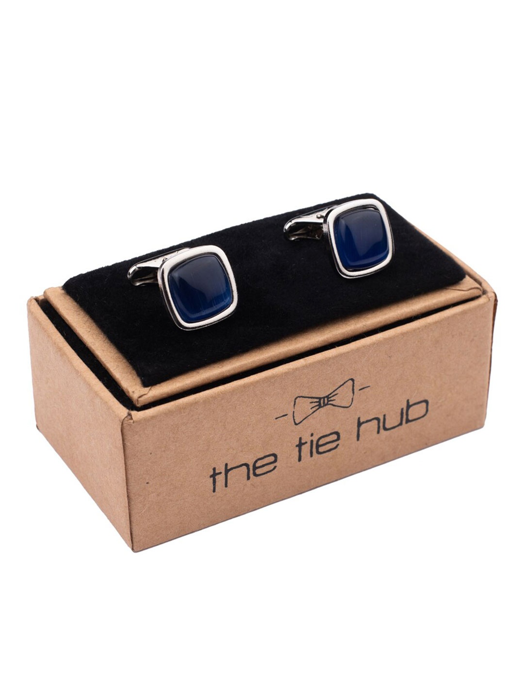 

The Tie Hub Brass Cufflink, Navy blue