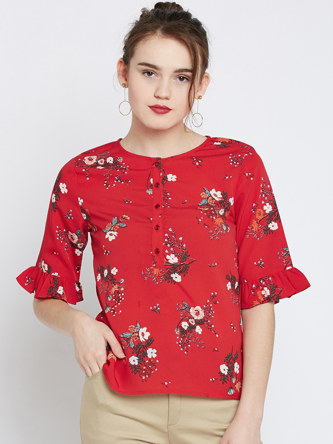 

Marie Claire Women Red Printed Top