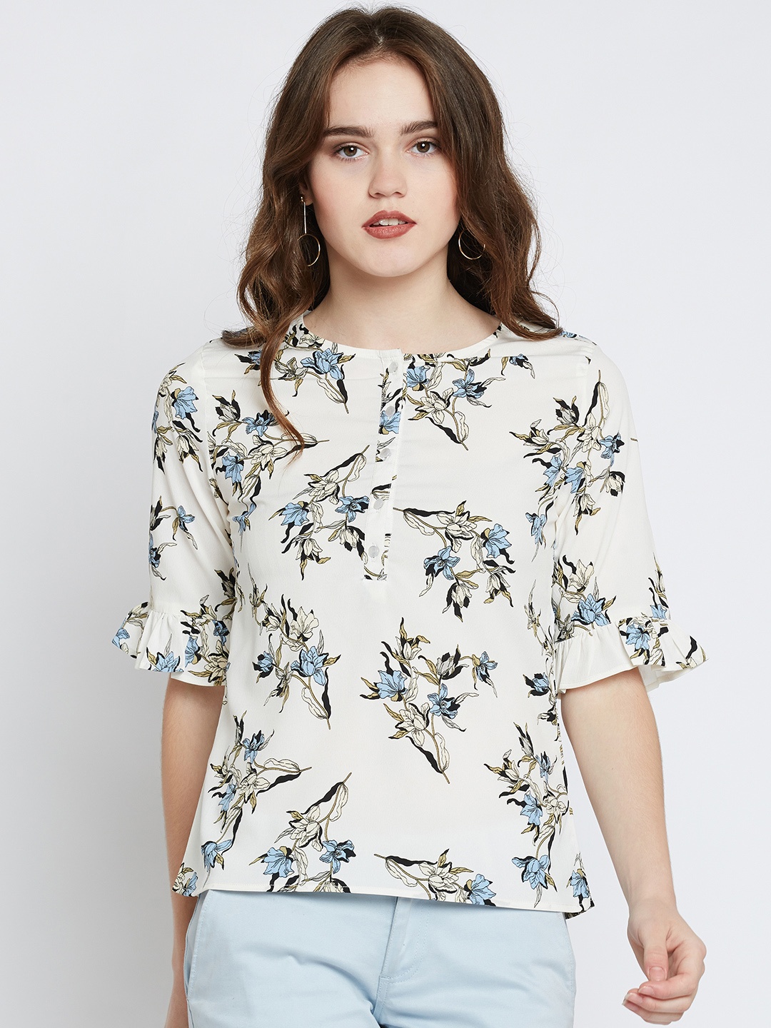 

Marie Claire Women Off-White Printed Top