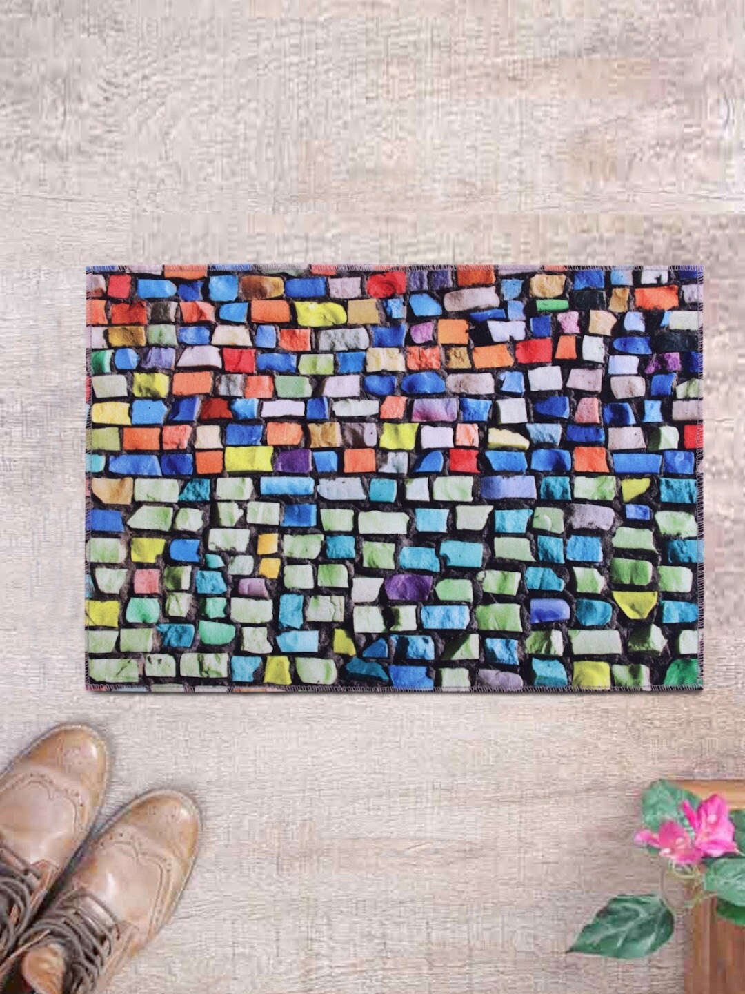 ROMEE Blue & Green Digital 3D Printed Anti Slip Doormats