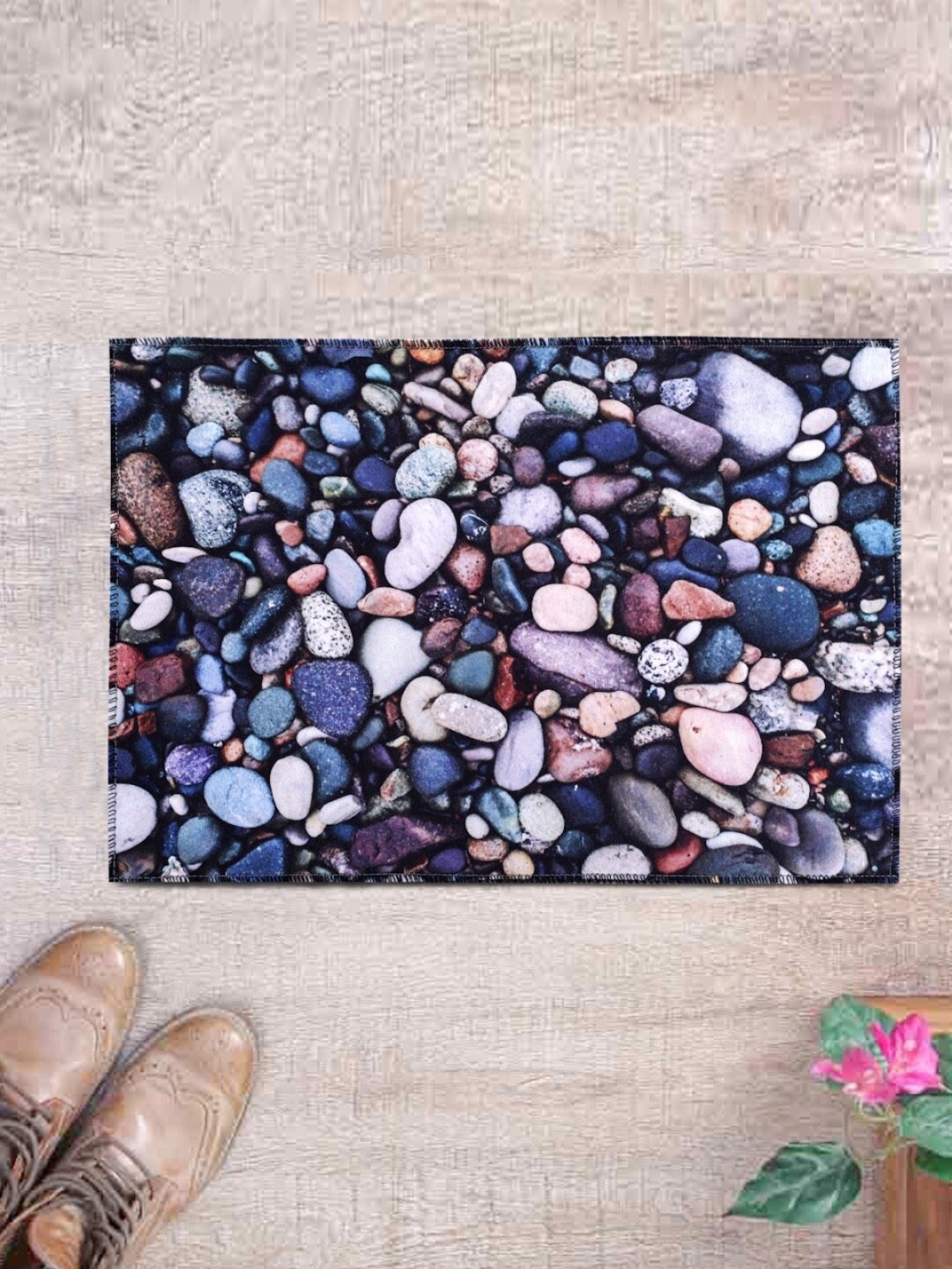 

ROMEE Blue & Beige Digital 3D Printed Anti-Skid Doormat