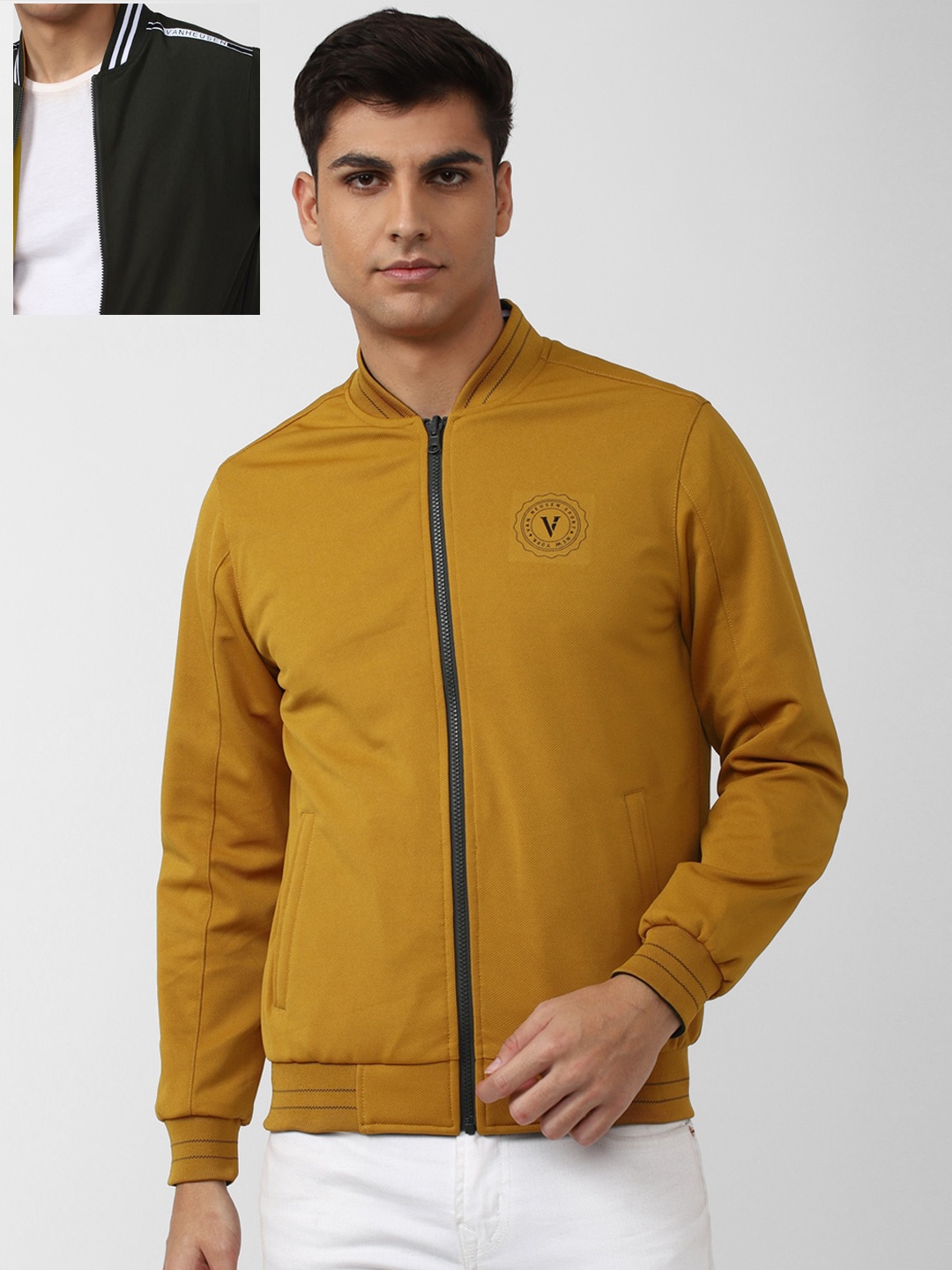 

Van Heusen Sport Men Solid Reversible Bomber Jacket, Mustard