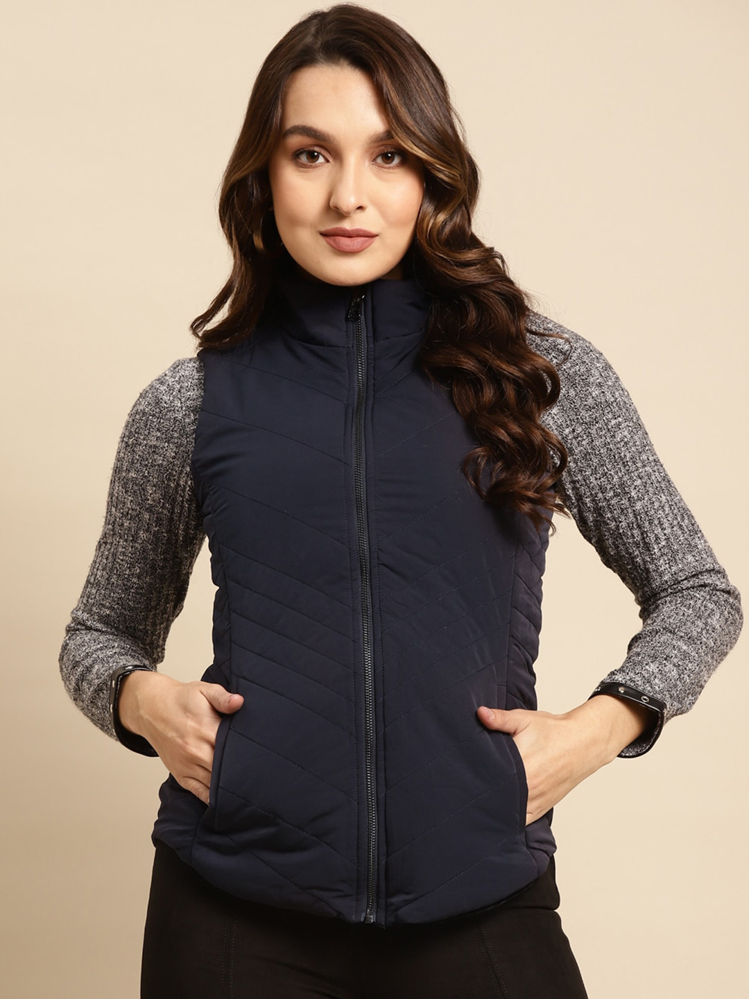 

Lakshita Women Reversible Outdoor Padded Jacket, Navy blue