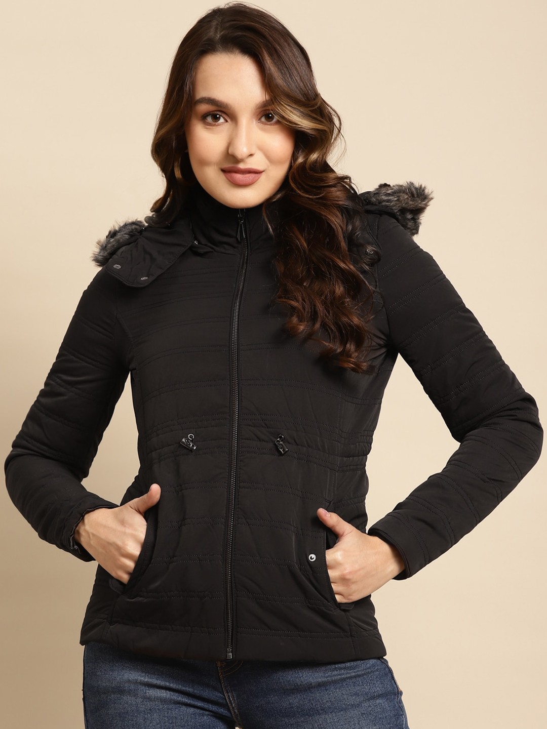 

Lakshita Women Outdoor Parka Jacket, Black