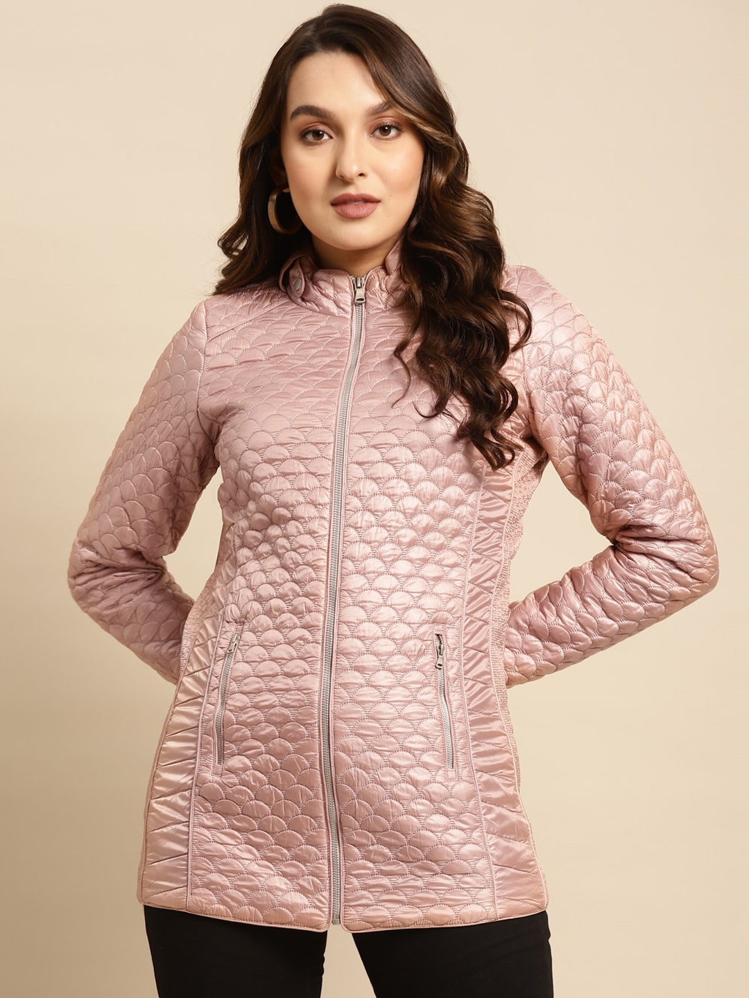 

Lakshita Women Longline Outdoor Qulited Jacket, Pink