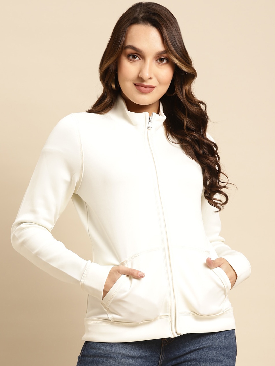 

Lakshita Women Outdoor Open Front Jacket, Off white