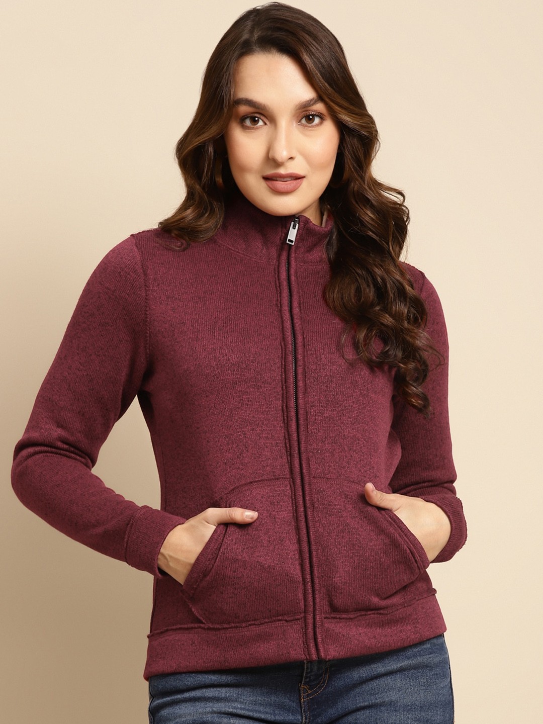 

Lakshita Women Front-Open Sweatshirt, Red