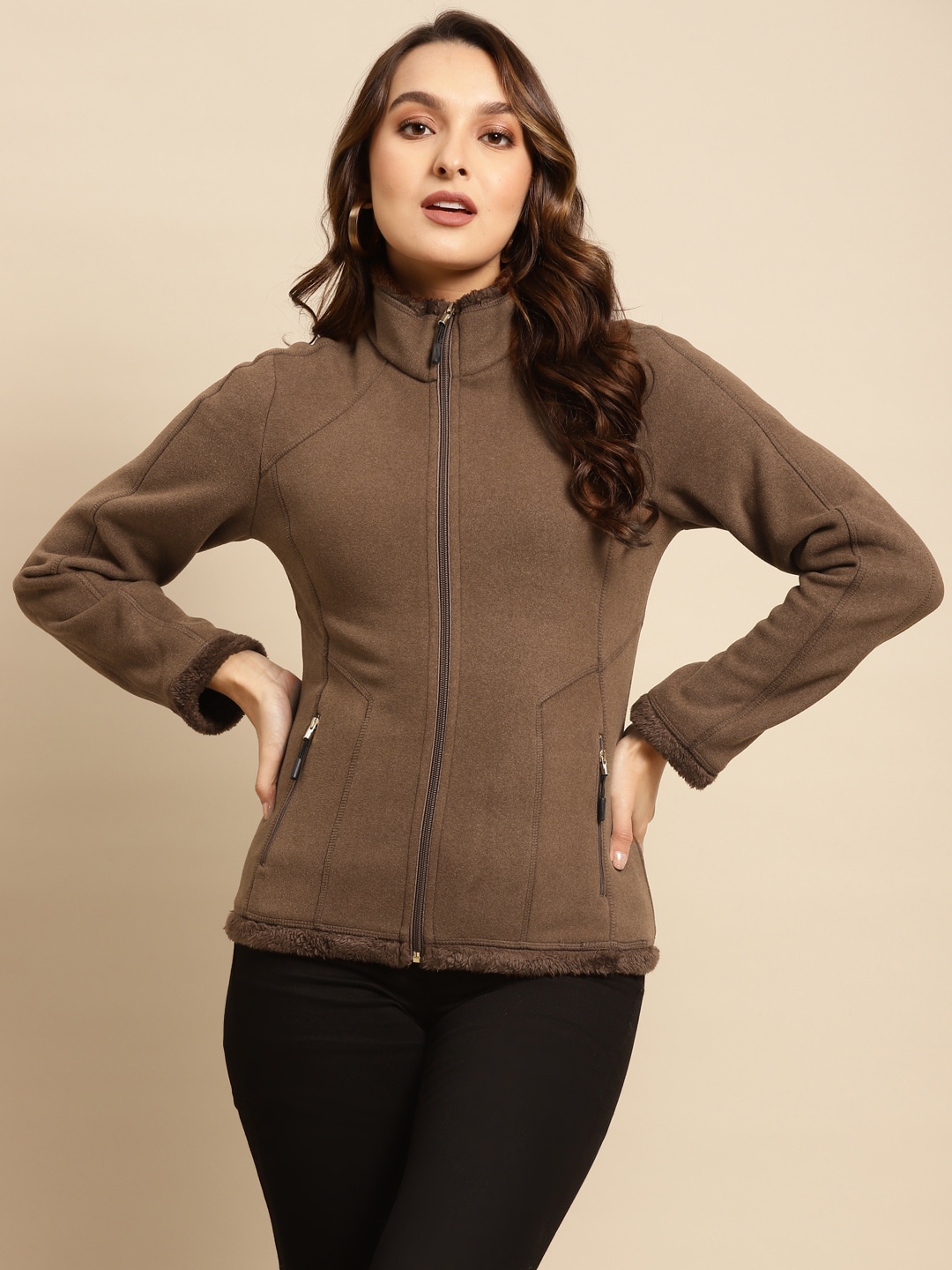 

Lakshita Women Acrylic Tailored Jacket, Brown