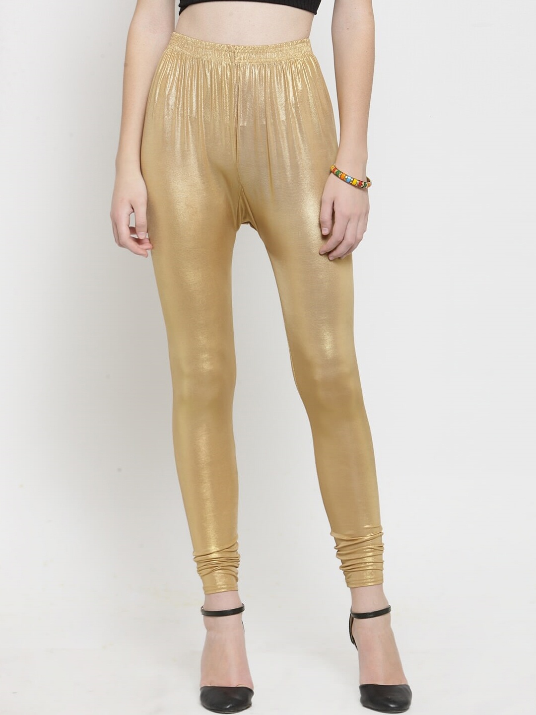 

Clora Creation Women Shimmer Churidar-Length Legging, Gold