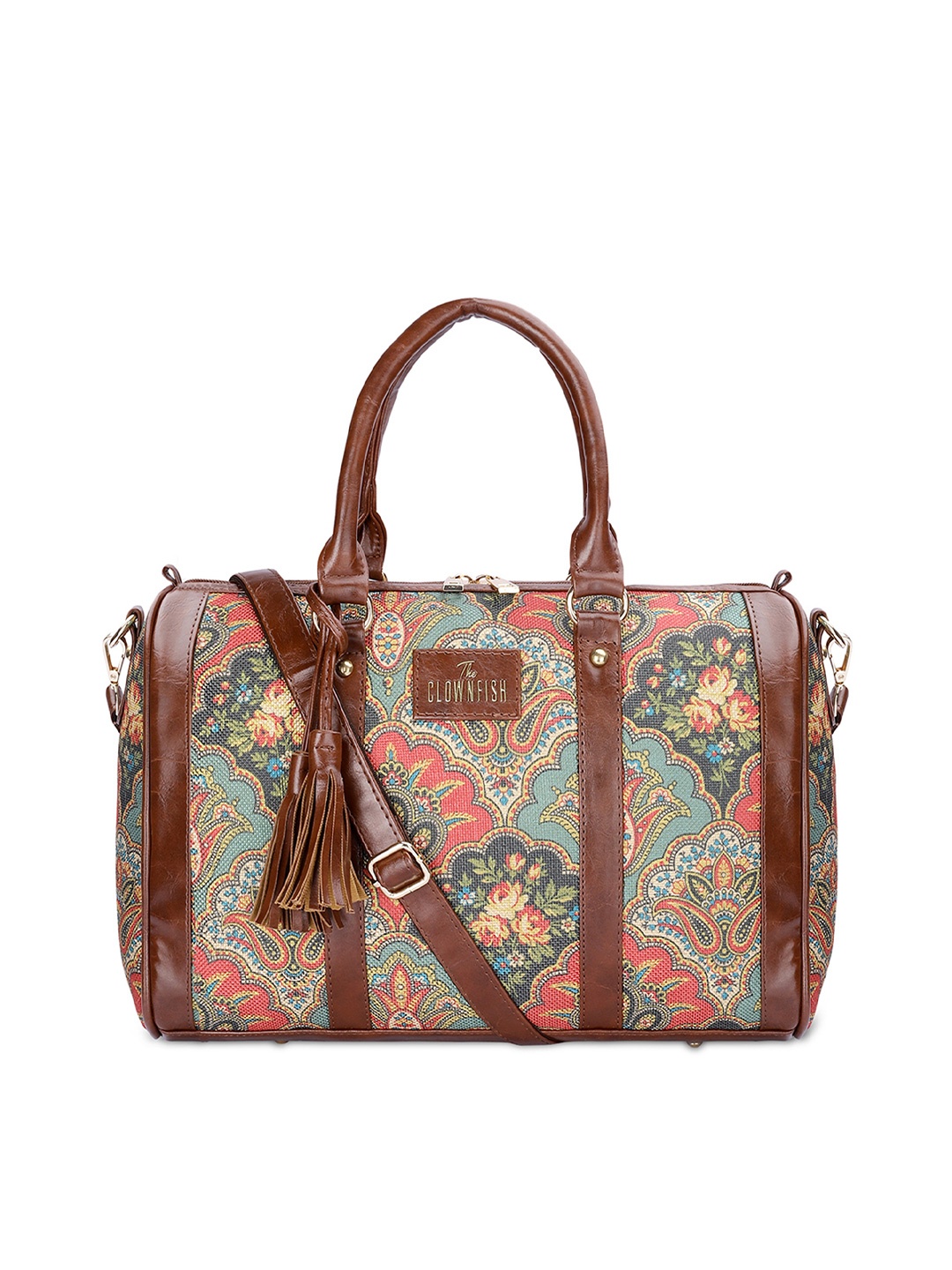 

THE CLOWNFISH Lorna Floral Printed Structured Handheld Bag, Pink