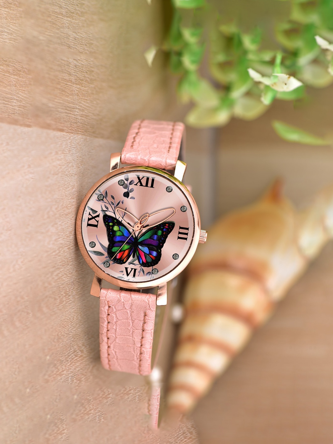 

Wuxi Women Leather Bracelet Style Straps Analogue Watch M-872, Pink