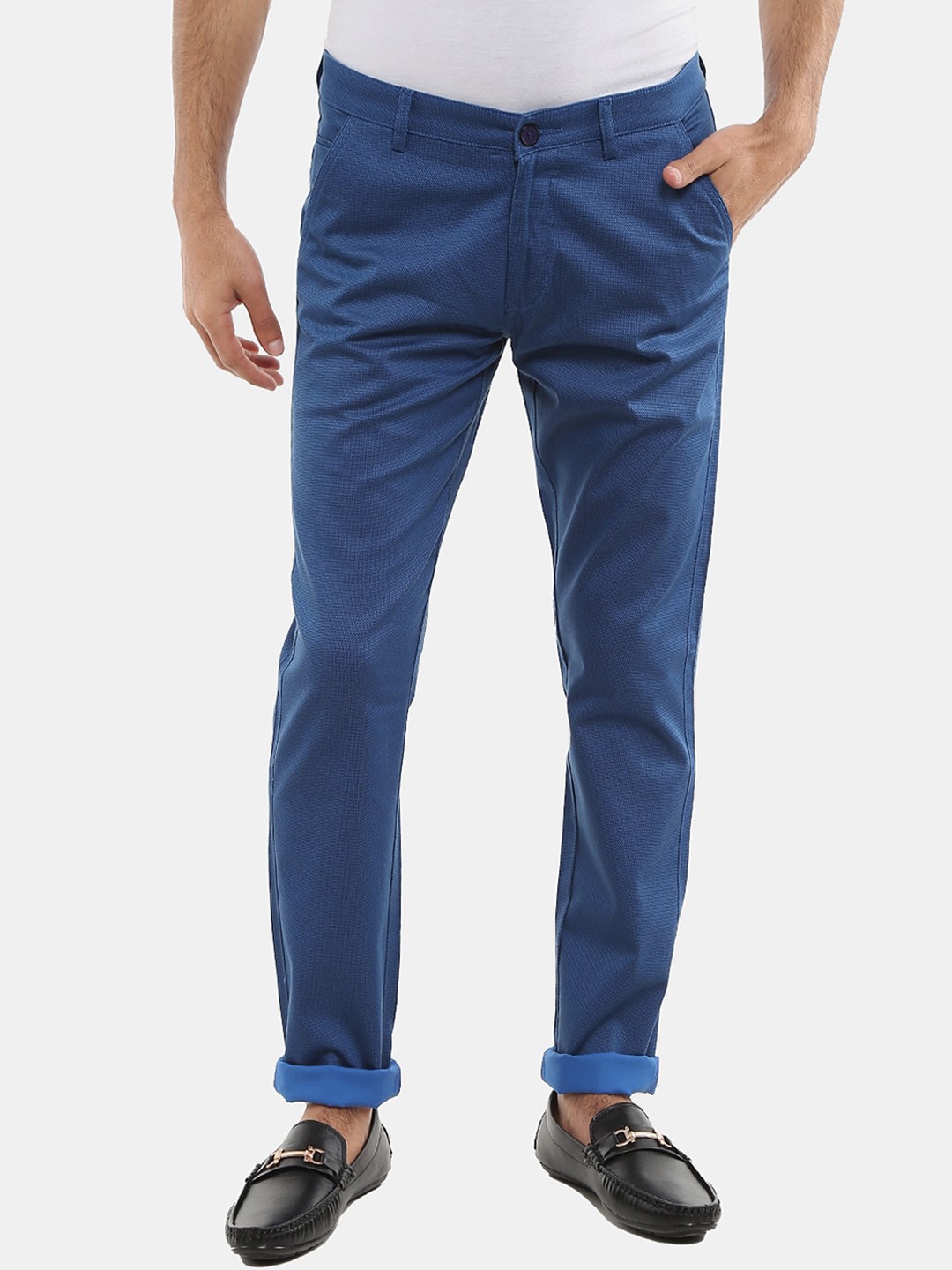

V-Mart Men Classic Slim Fit Trouser, Blue