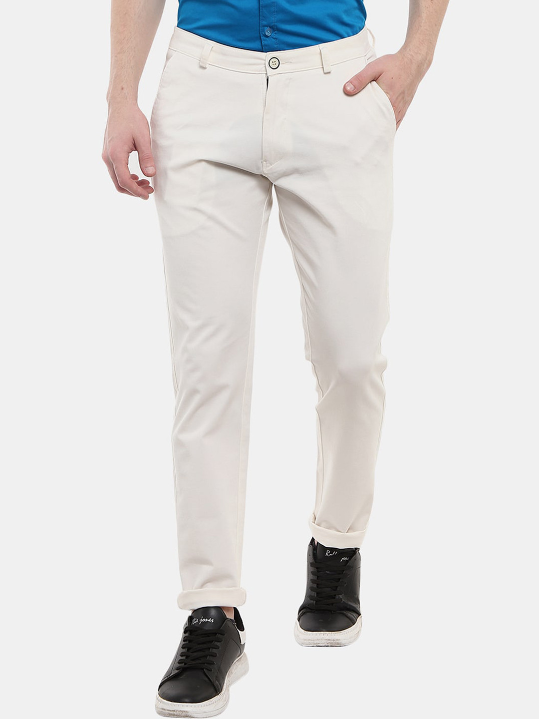

V-Mart Men Classic Slim Fit Cotton Trouser, Cream