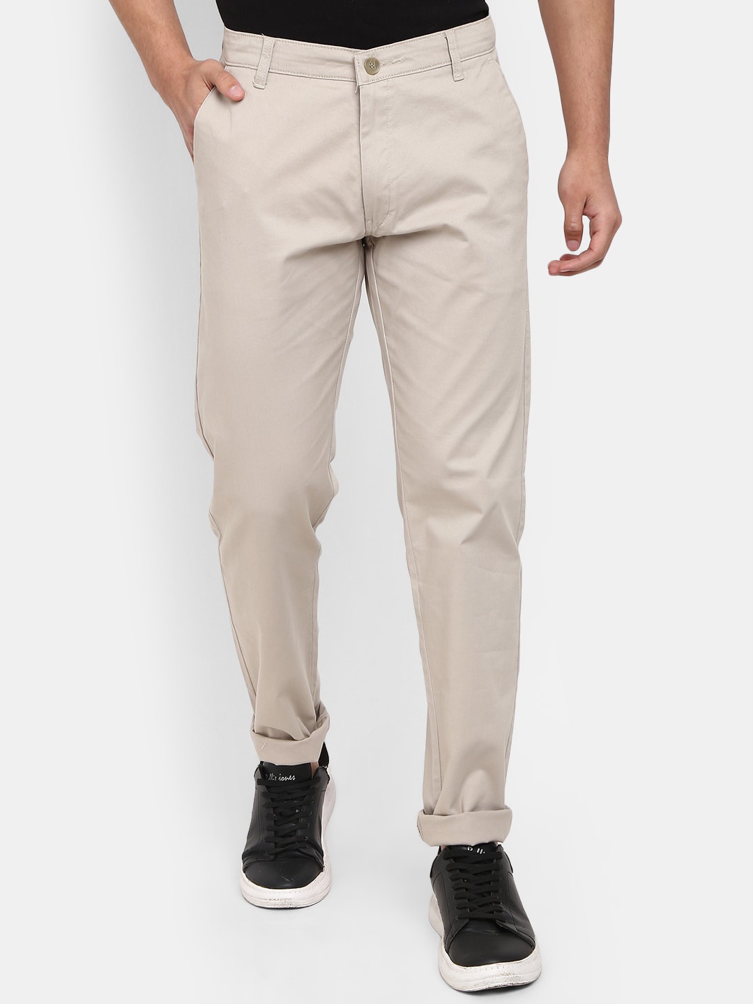 

V-Mart Men Classic Slim Fit Cotton Trousers, Beige