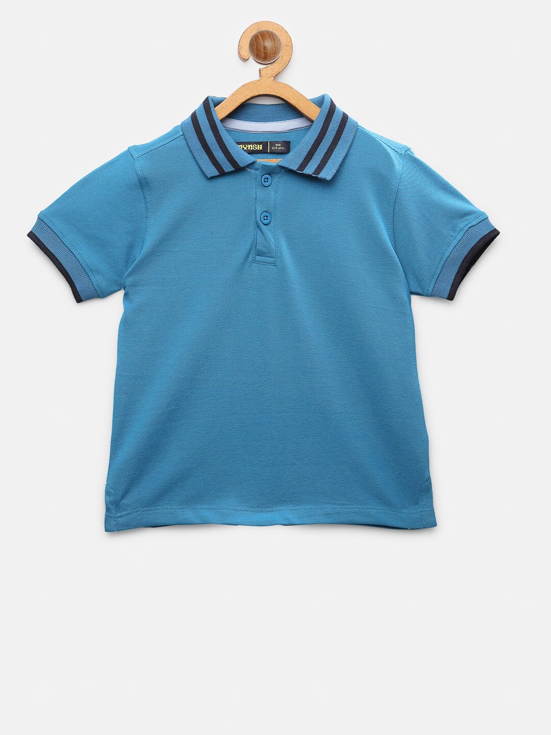 

NYNSH Boys Turquoise Polo Collar Cotton T-shirt, Turquoise blue