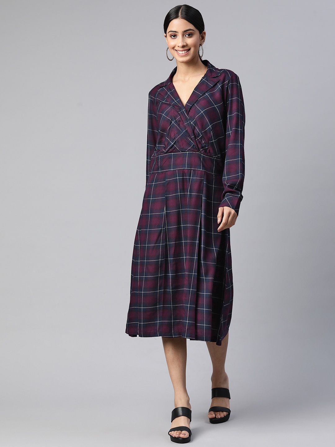 

Ayaany Checked Midi Dress, Purple