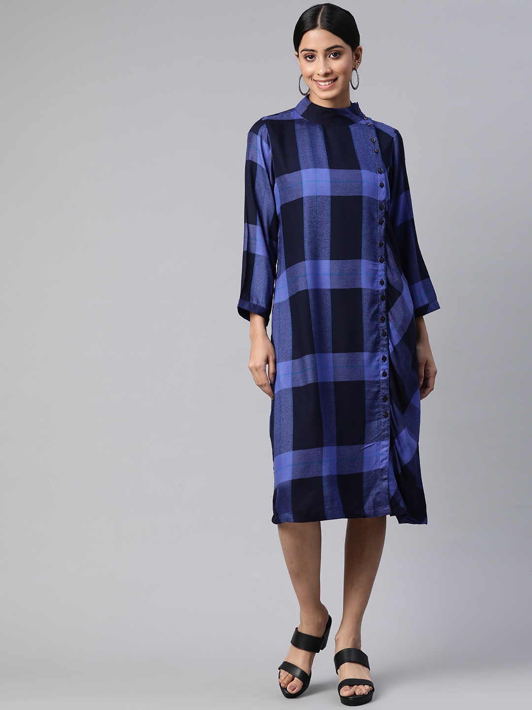 

Ayaany Checked A-Line Midi Dress, Blue