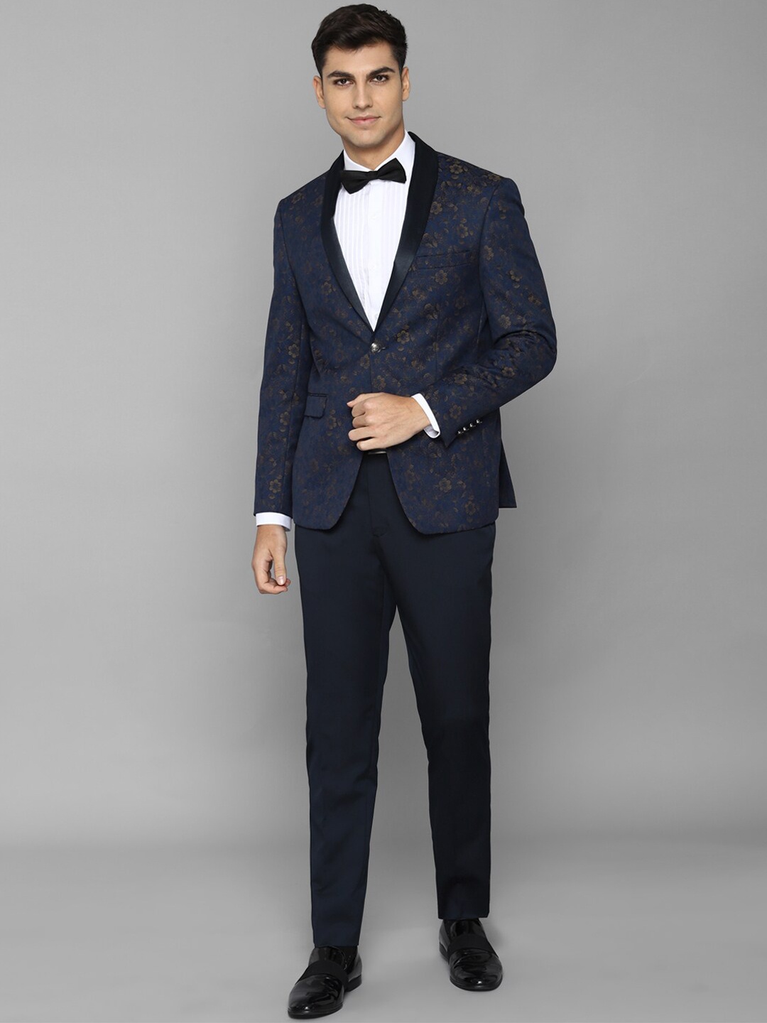 

Allen Solly Men Printed Single Breasted Slim Fit 2 Piece Formal Suit, Navy blue