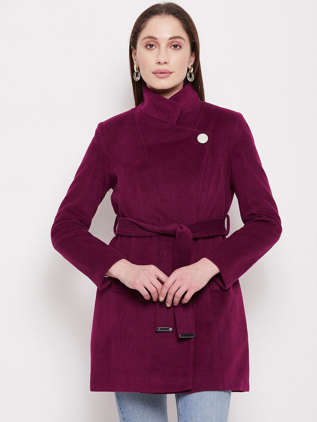 

Madame Women Long Trench Coat, Purple