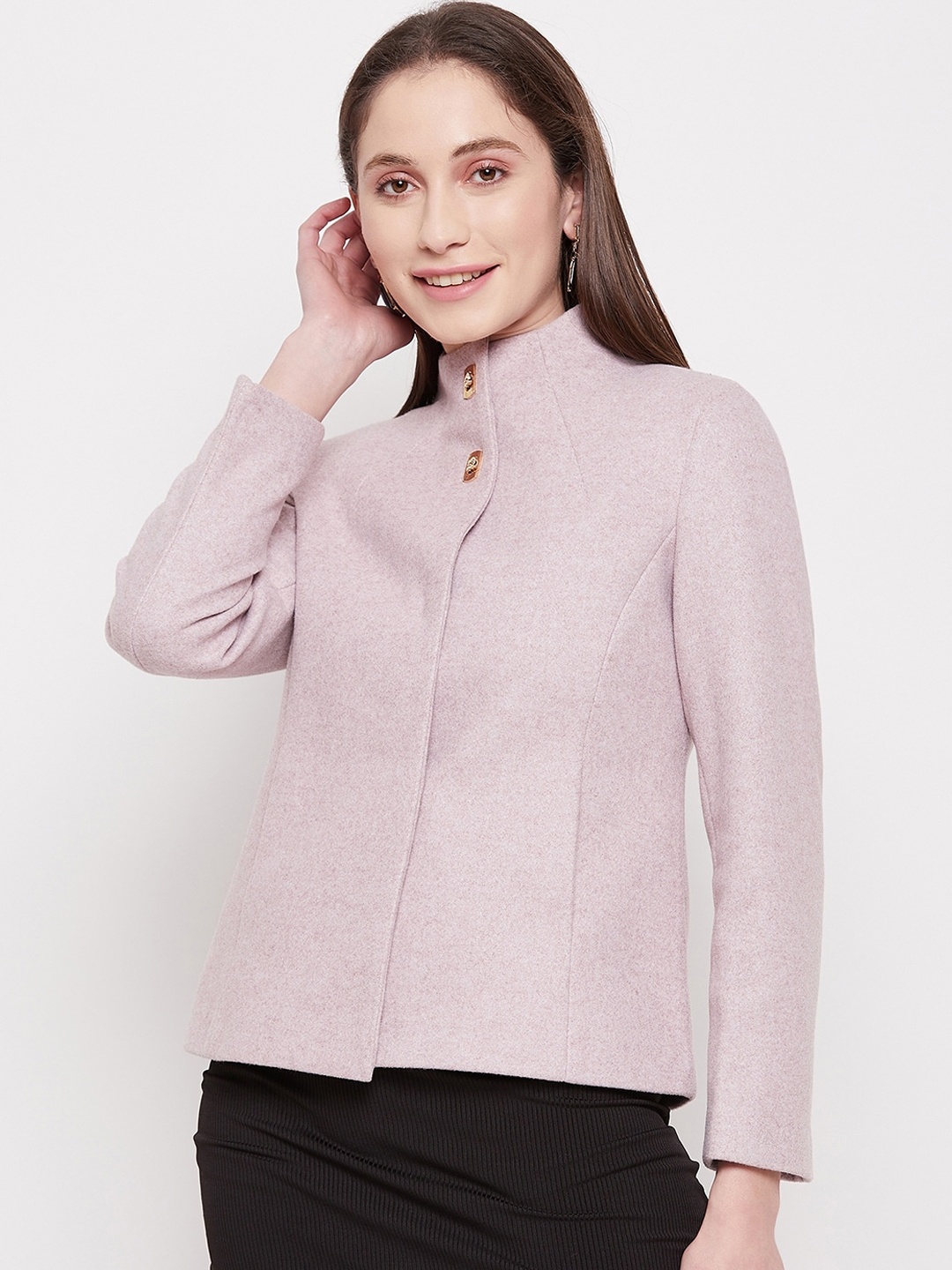 

Madame Women Cotton Pea Coat, Purple