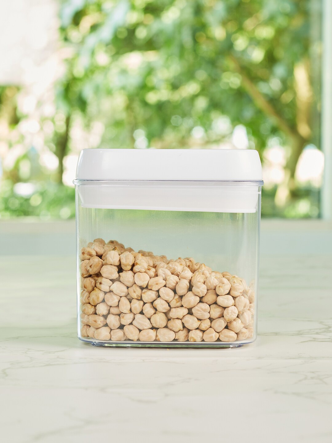 

HomeTown Transparent & White Air-Tight BPA Free Easy Lock Storage Container With Lid 1 L