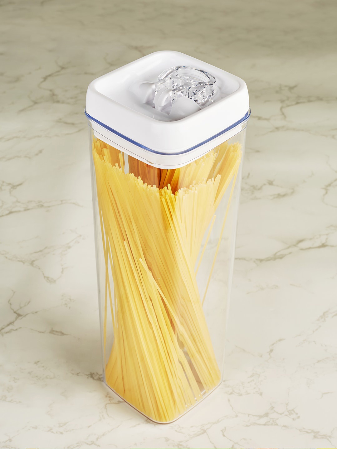 

HomeTown Robusto Transparent & White Air-Tight BPA Free Easy Lock Square Container 1.9 Ltr