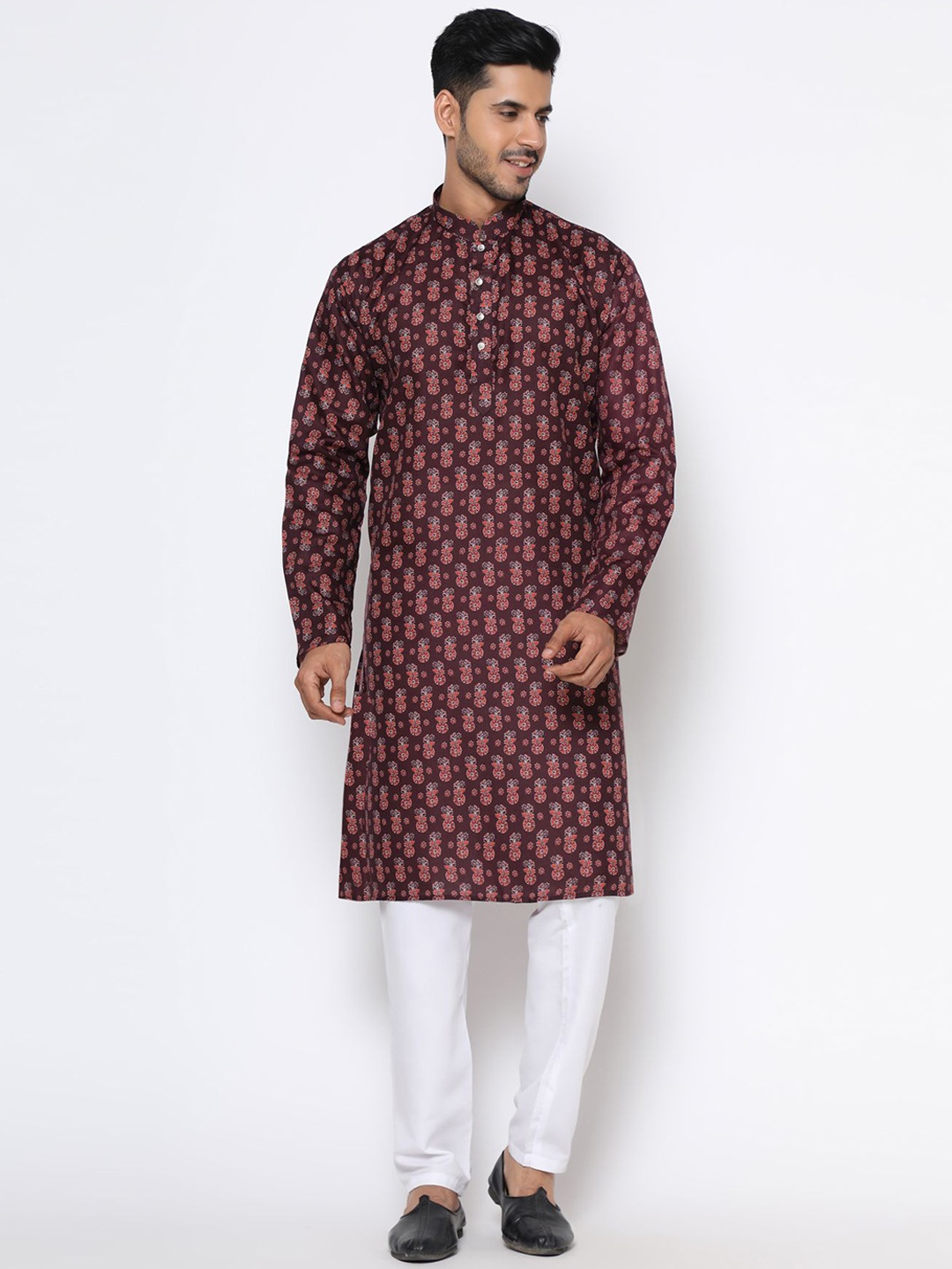 

PREMROOP- THE STYLE YOU LOVE Ethnic Motifs Printed Kurta, Maroon