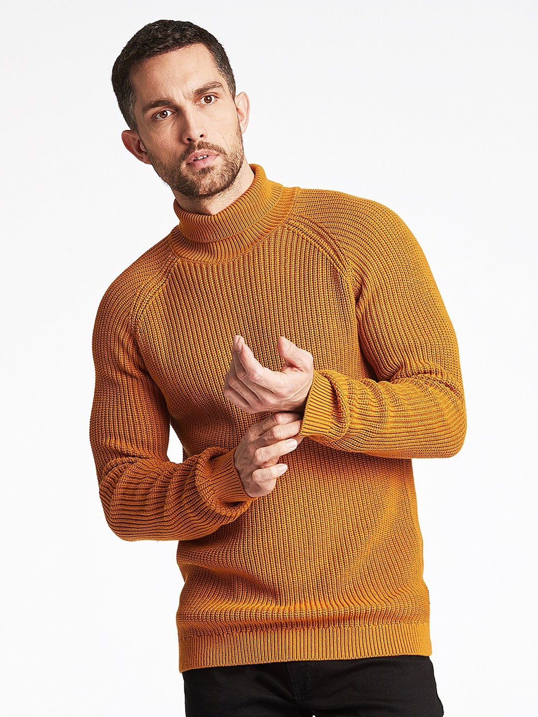 

LINDBERGH Men Ribbed Pure Cotton Pullover Sweater, Brown