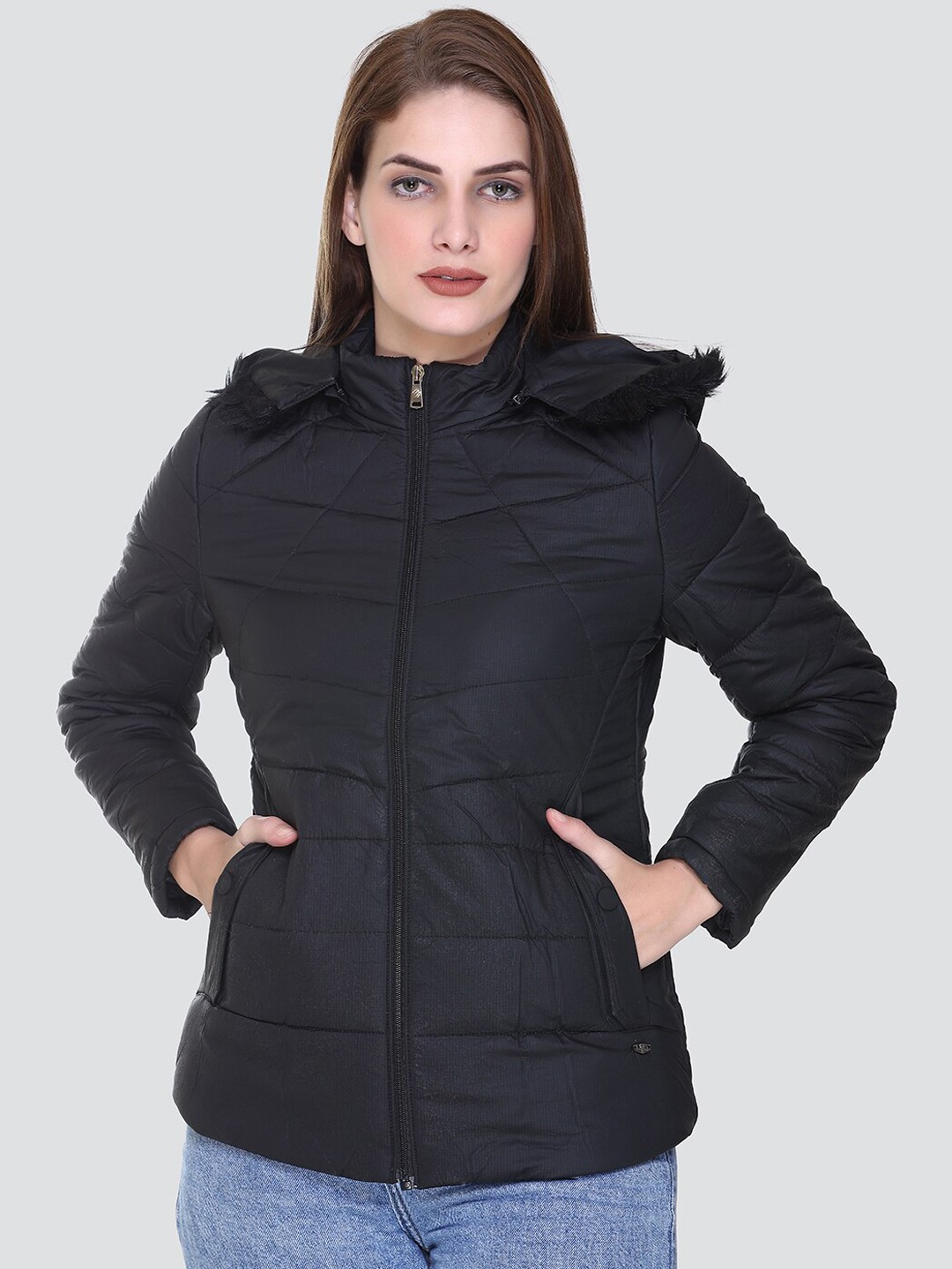 

PEPLS Women Hooded Lightweight Puffer Jacket, Black