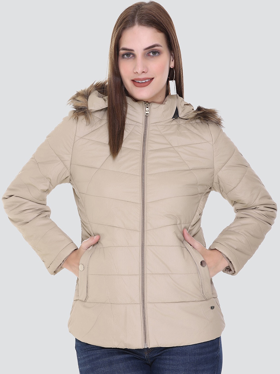 

PEPLS Women Lightweight Hooded Parka Jacket, Beige