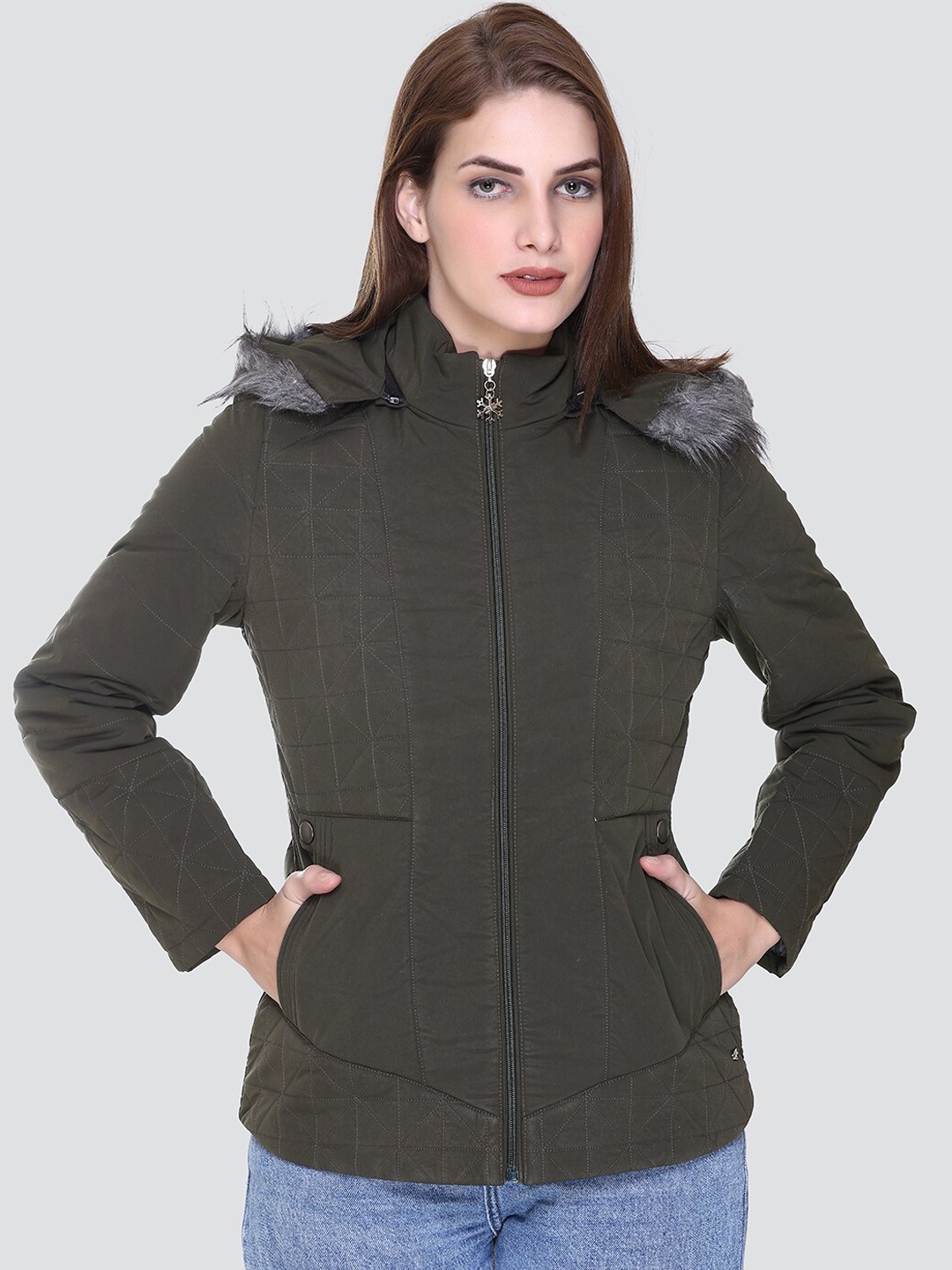

PEPLS Women Lightweight Hooded Puffer Jacket, Olive