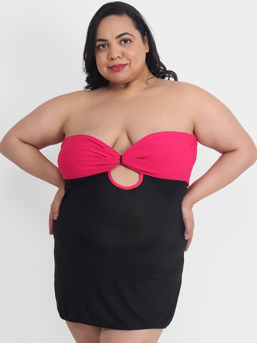 

Klamotten Plus Size Strapless Baby Doll, Black
