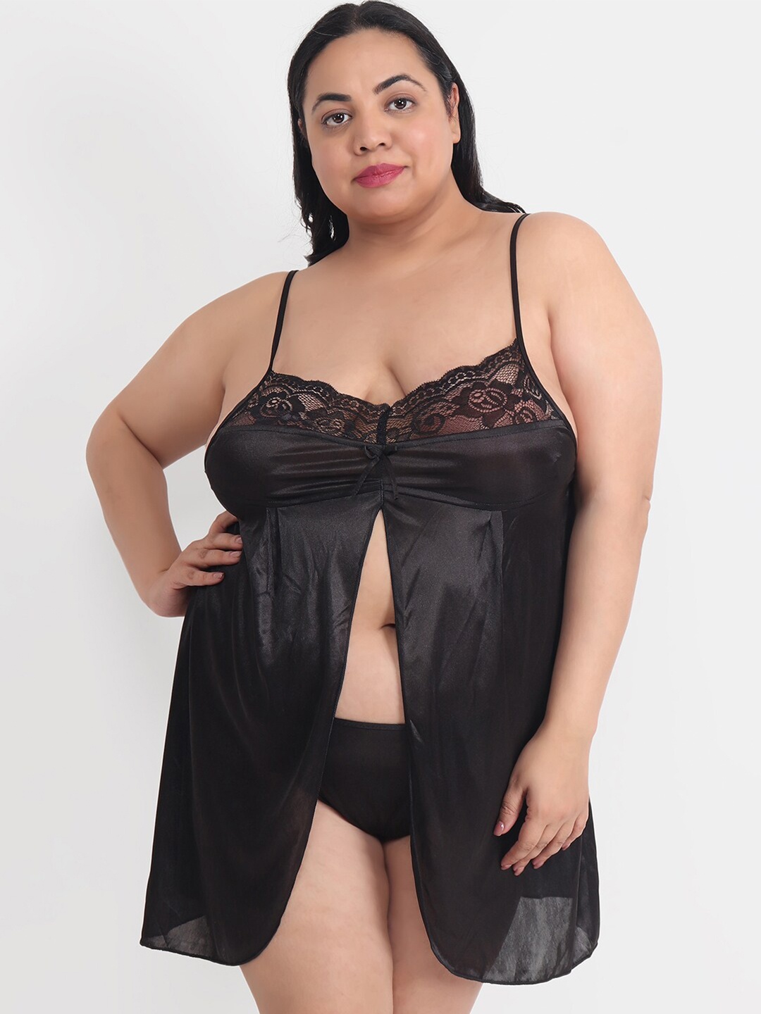 

Klamotten Plus Size Halter Neck Baby Doll, Black