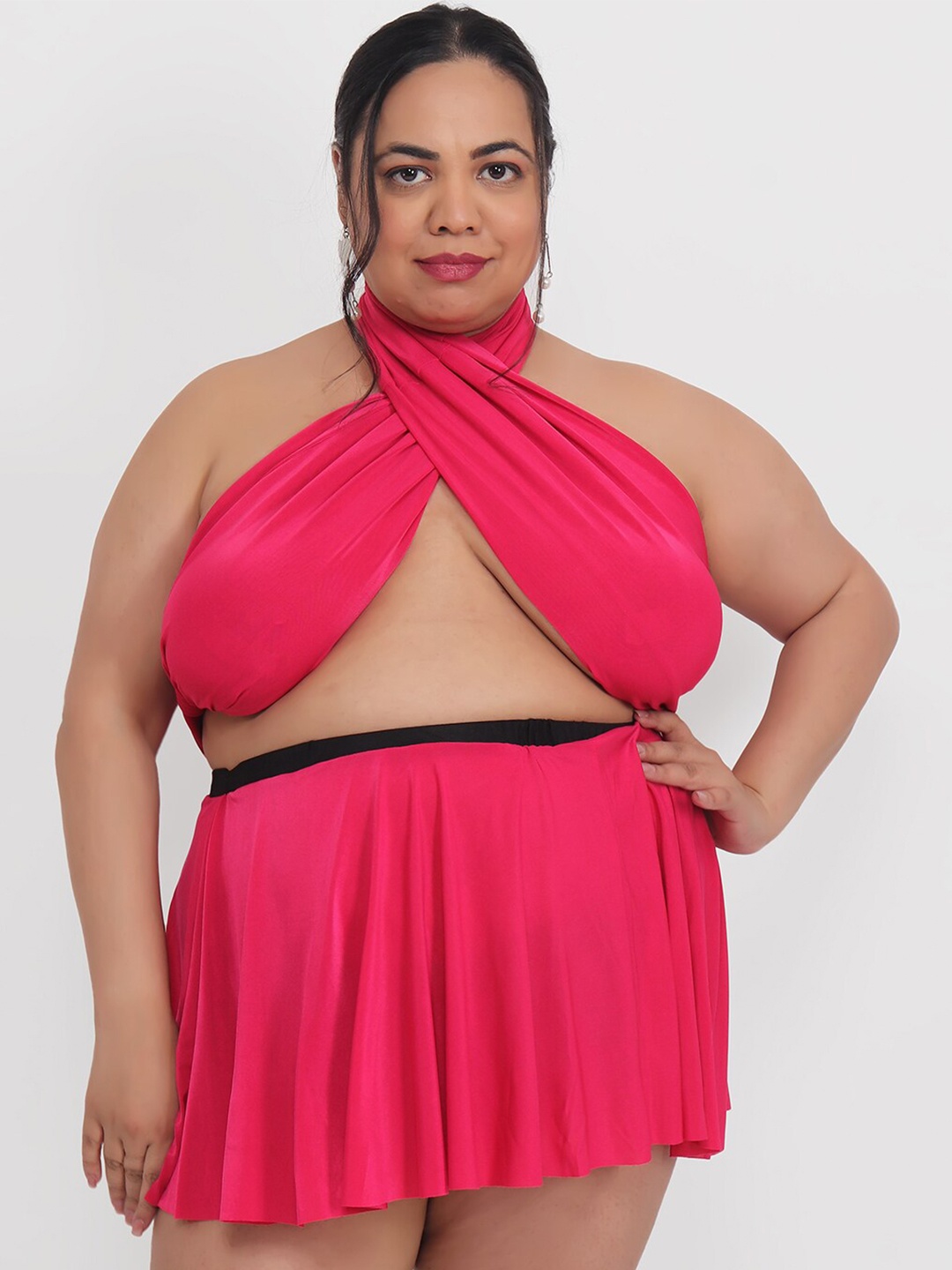 

Klamotten Plus Size Halter Neck Baby Doll, Red