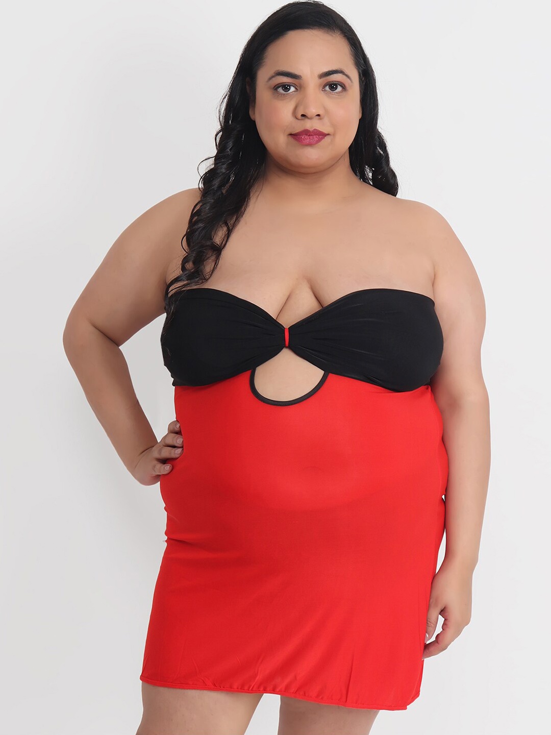 

Klamotten Plus Size Strapless Baby Doll, Red