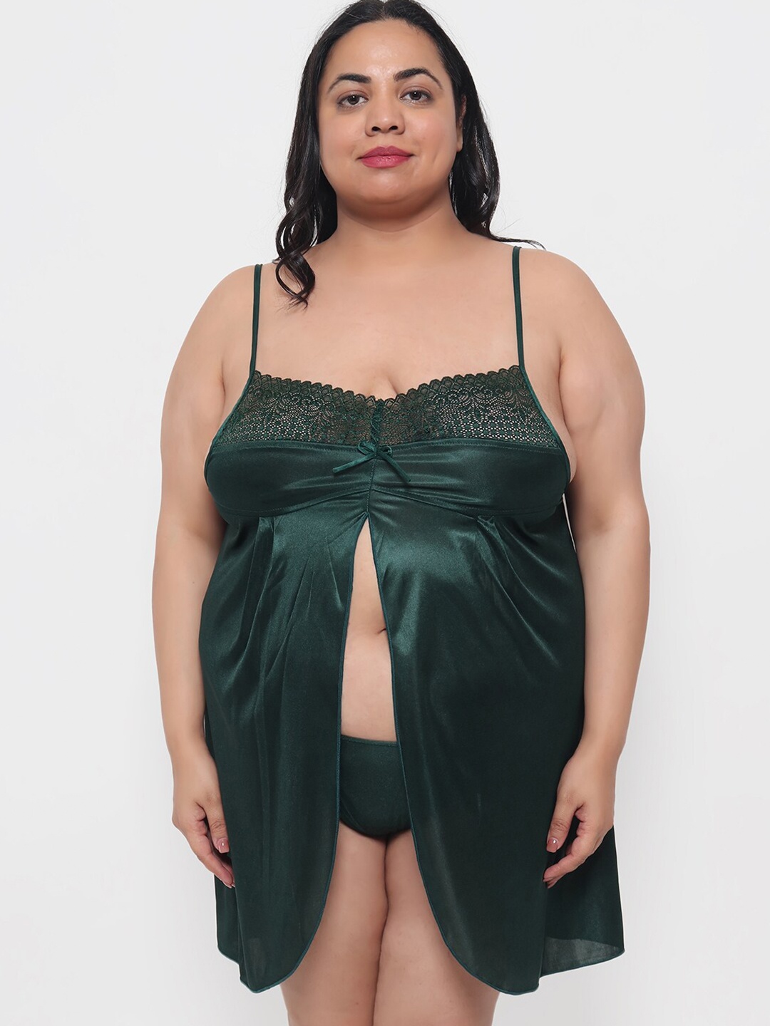 

Klamotten Plus Size Baby Doll with Asymmetric, Green