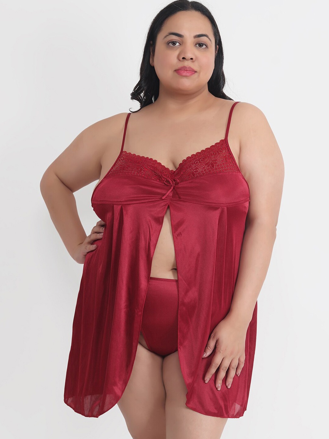 

Klamotten Plus Size Baby Doll with High-Low, Maroon