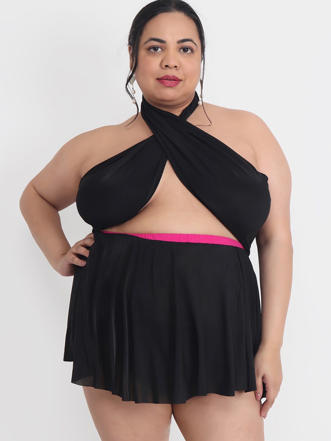 

Klamotten Plus Size Strapless Baby Doll, Black