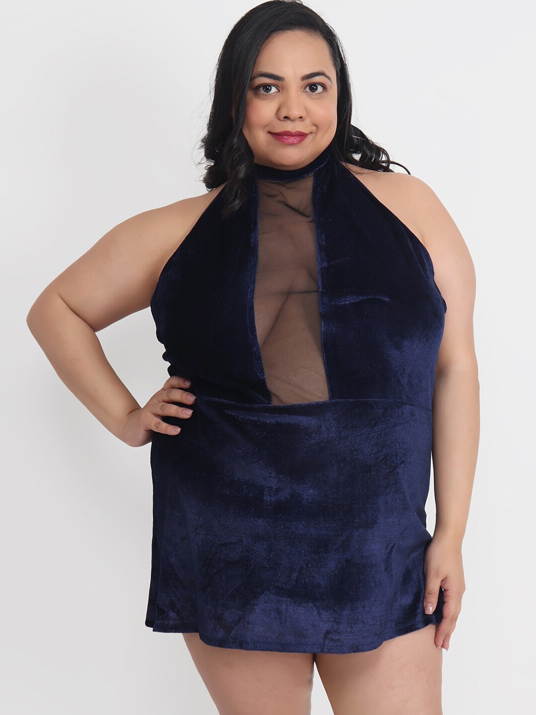

Klamotten Plus Size Halter Neck Baby Doll, Navy blue