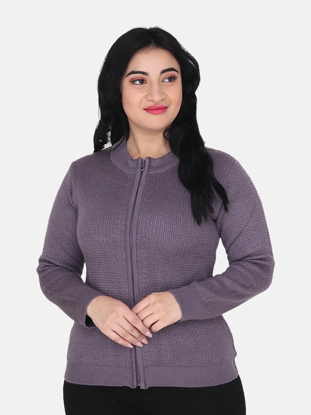 

Albion Women Self Design Sweatshirt, Purple