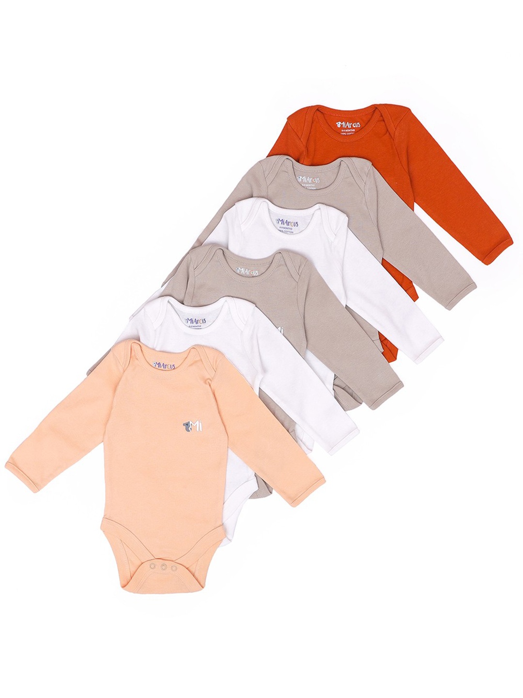 

MiArcus Kids Pack Of 6 Knitted Cotton Bodysuits, Grey
