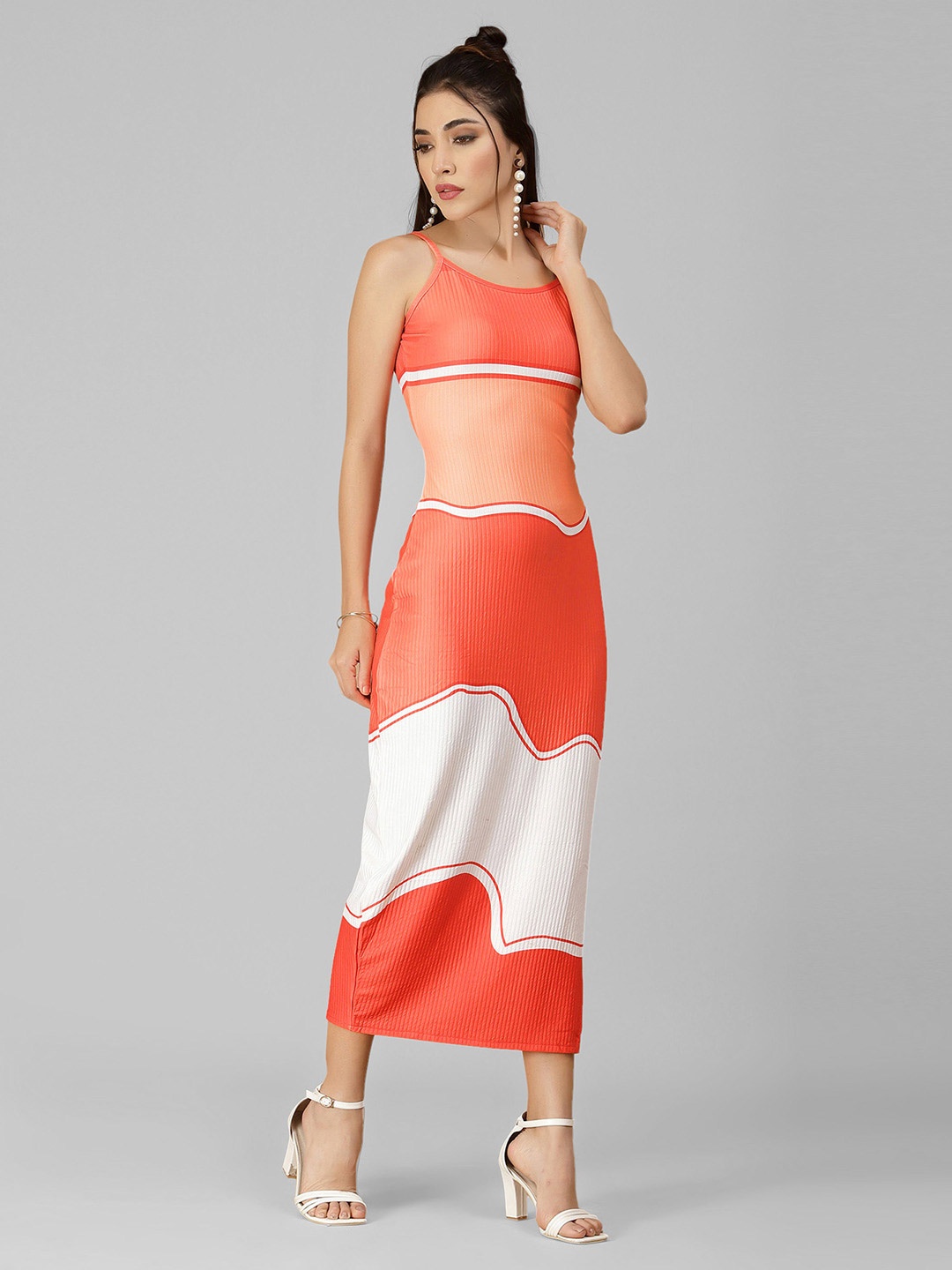 

Selvia Colourblocked Sleeveless Bodycon Dress, Orange