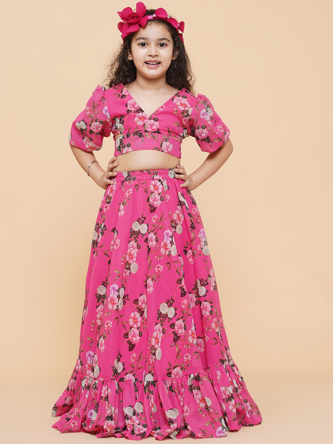 

Bitiya by Bhama Girls Printed Ready to Wear Lehenga & Choli, Pink