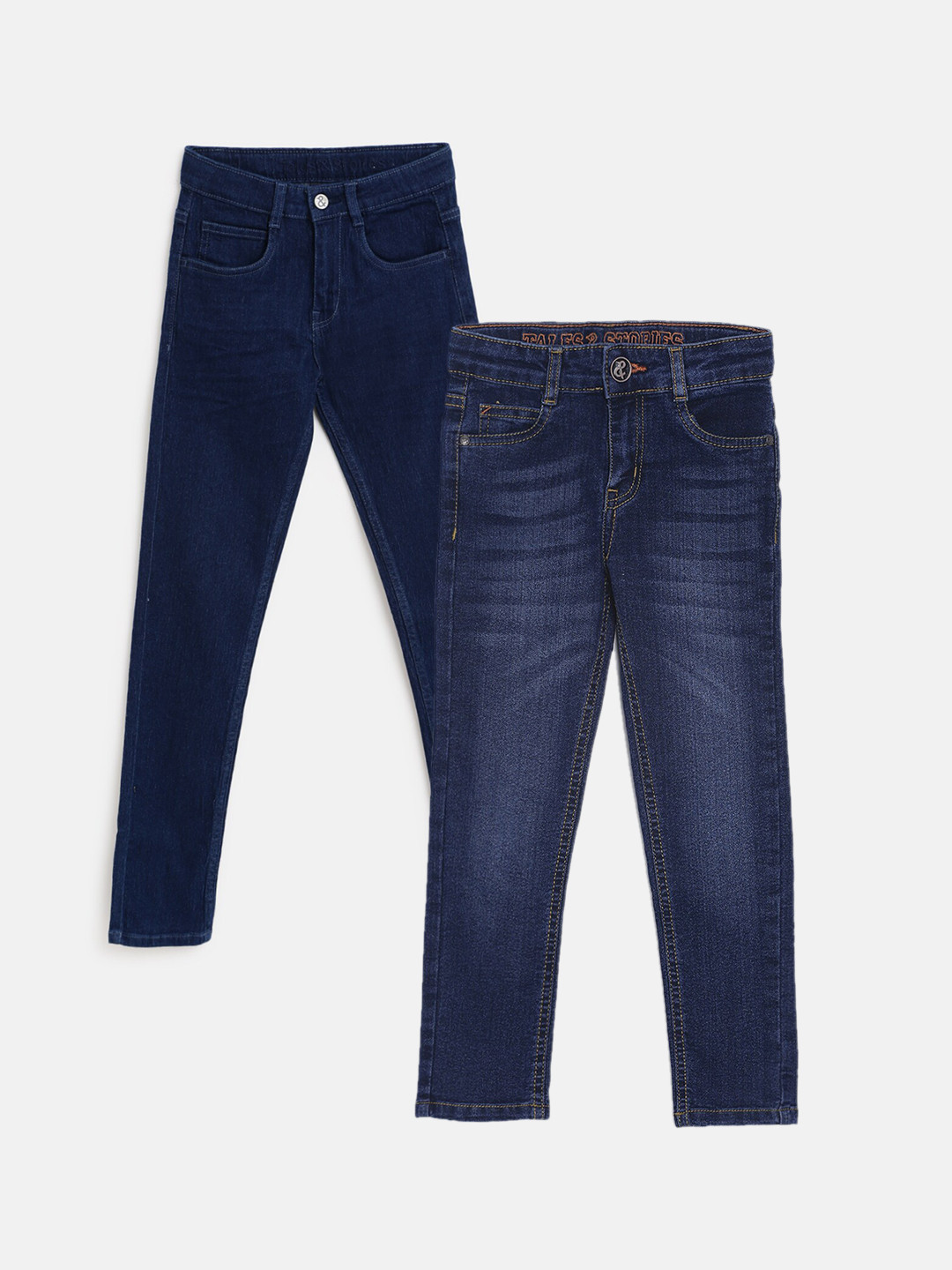 

TALES & STORIES Boys Pack of 2 Slim Fit Light Fade Cotton Jeans, Blue