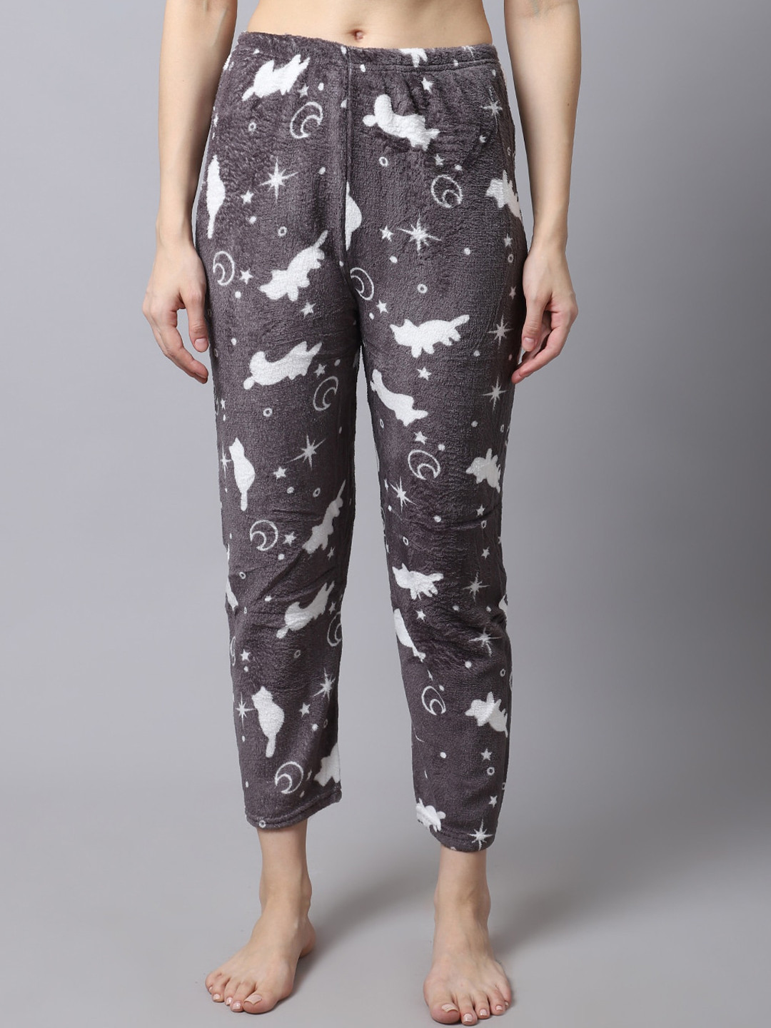 

TAG 7 Women Printed Lounge Pants, Grey