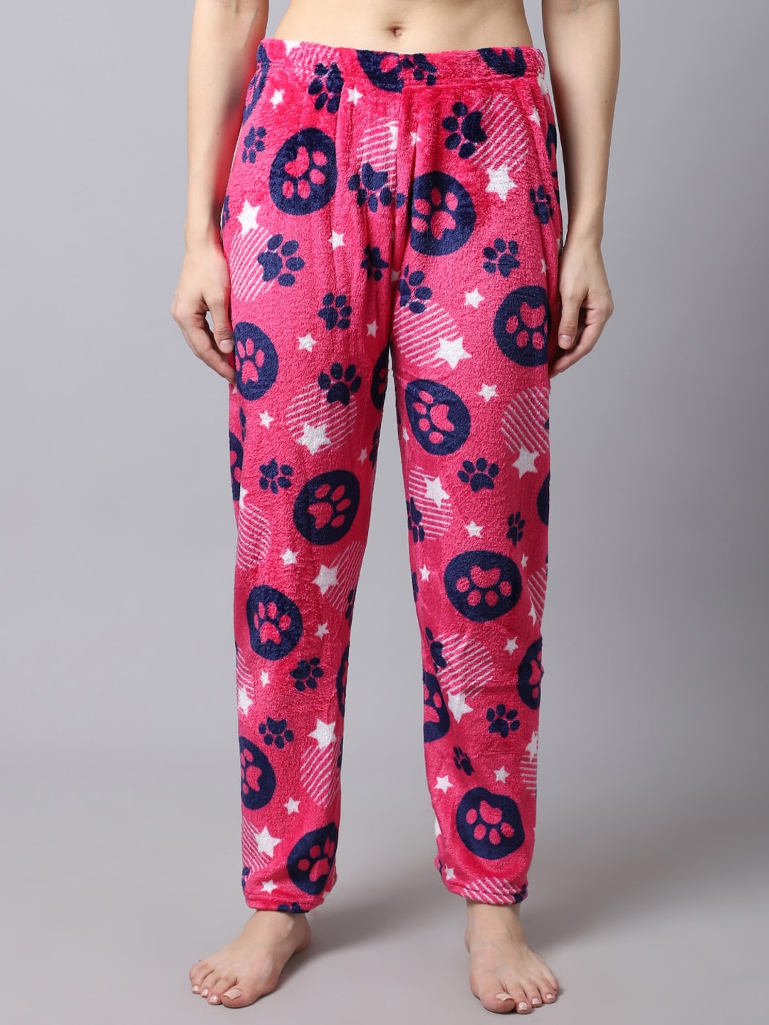 

TAG 7 Women Printed Winter Fur Lounge Pant, Pink