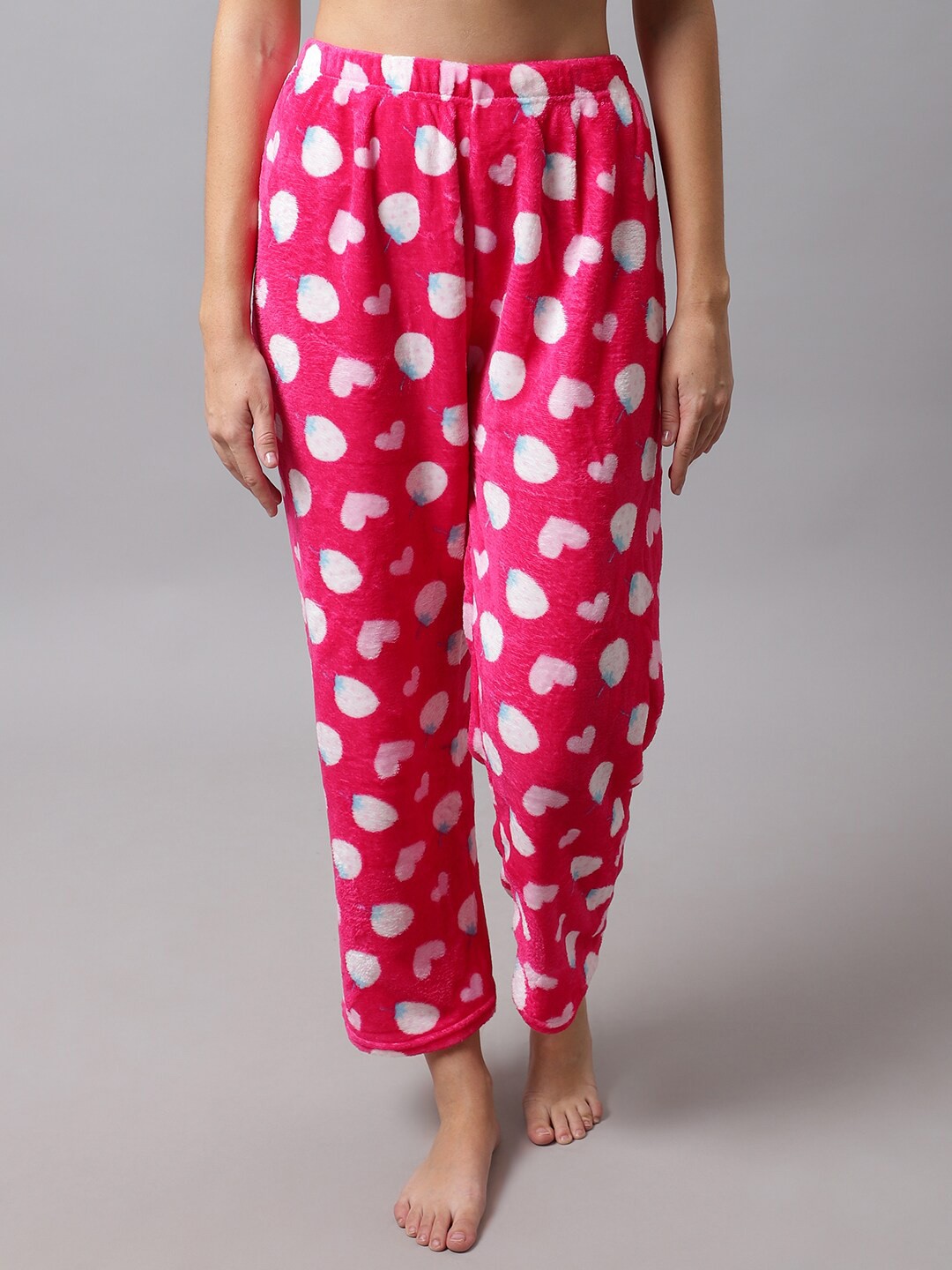 

TAG 7 Women Printed Fur Winter Lounge Pants, Pink