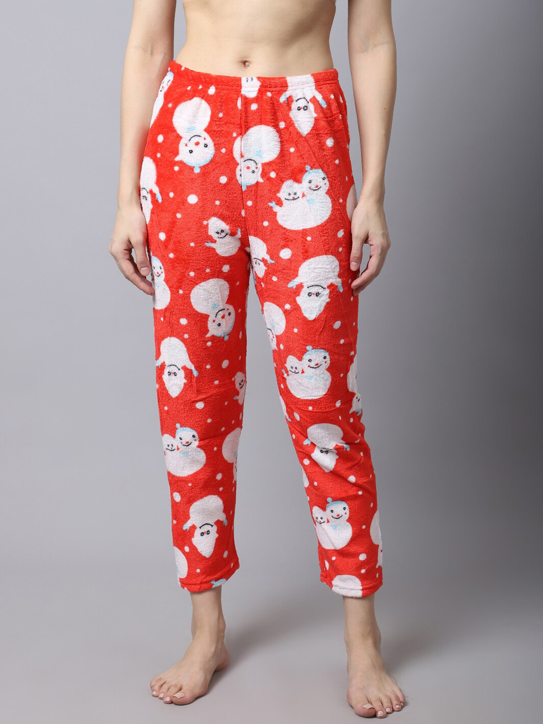 

TAG 7 Women Graphic Printed Velvet Lounge Pants, Red