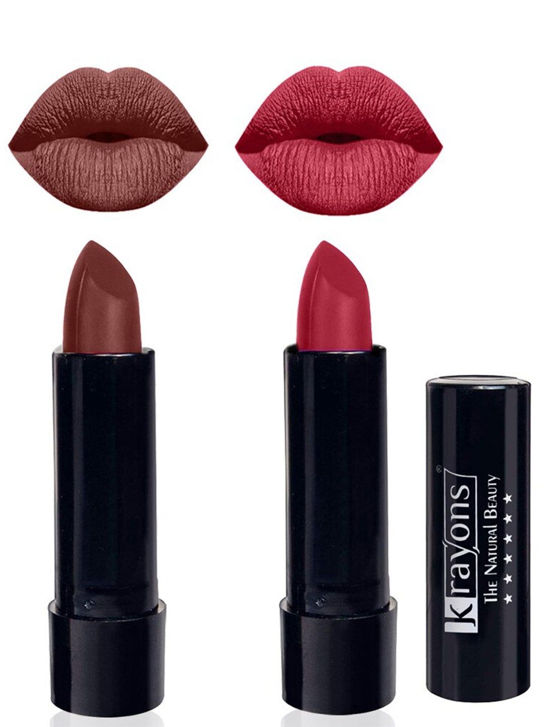 

krayons The Natural Beauty Set Of 2 Matte Lipsticks - Brick Tone 156 & Orange Tango 186, Maroon